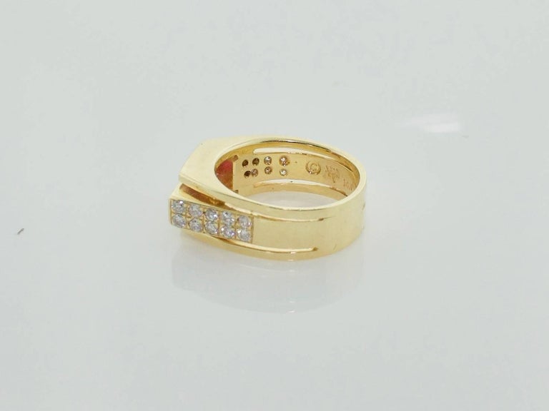 Burma Ruby and Diamond Ring in 14 Karat Yellow Gold For Sale at 1stDibs