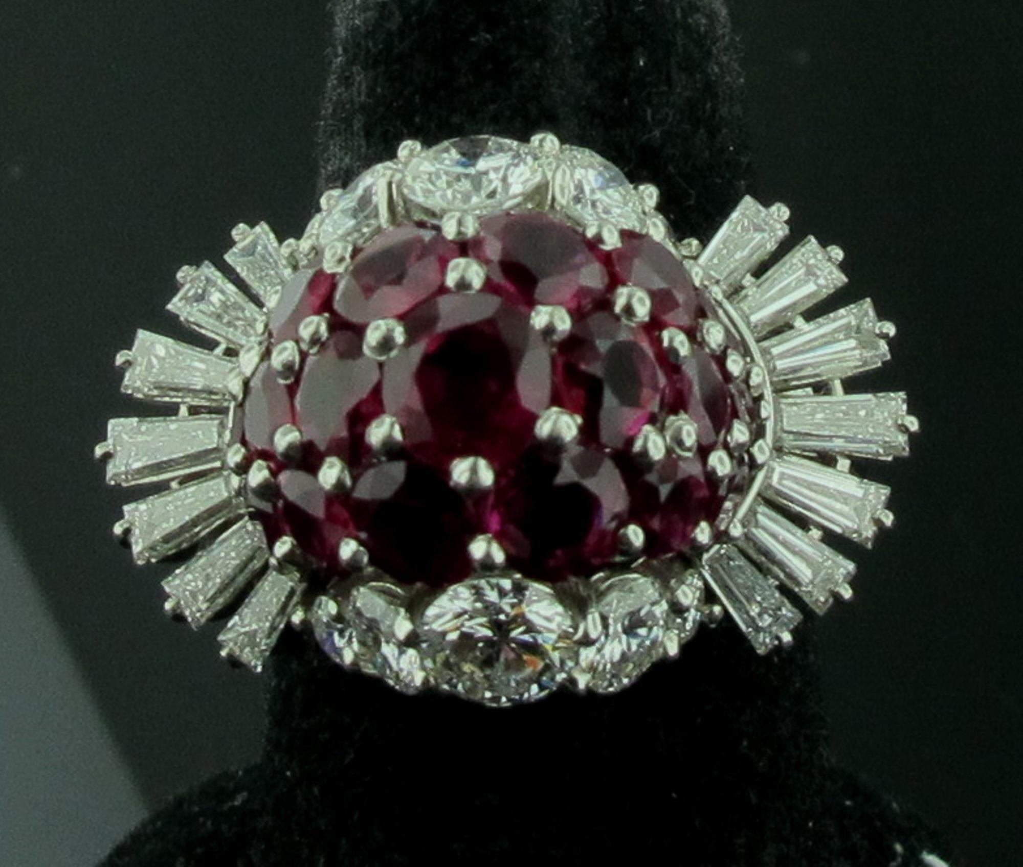 Round Cut Burma Ruby and Diamond Ring in White Gold