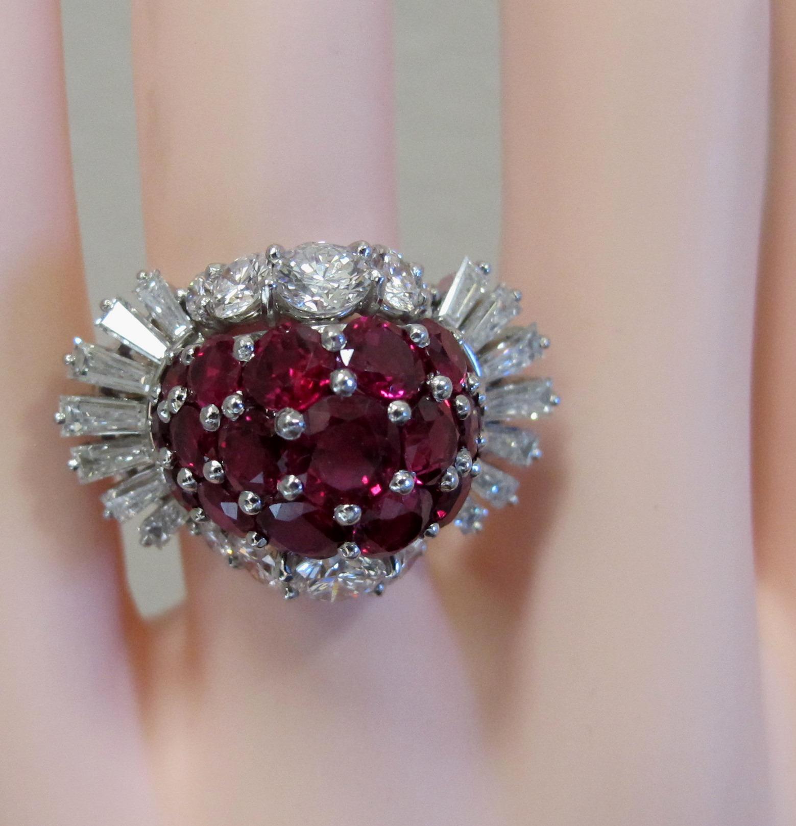 Women's or Men's Burma Ruby and Diamond Ring in White Gold