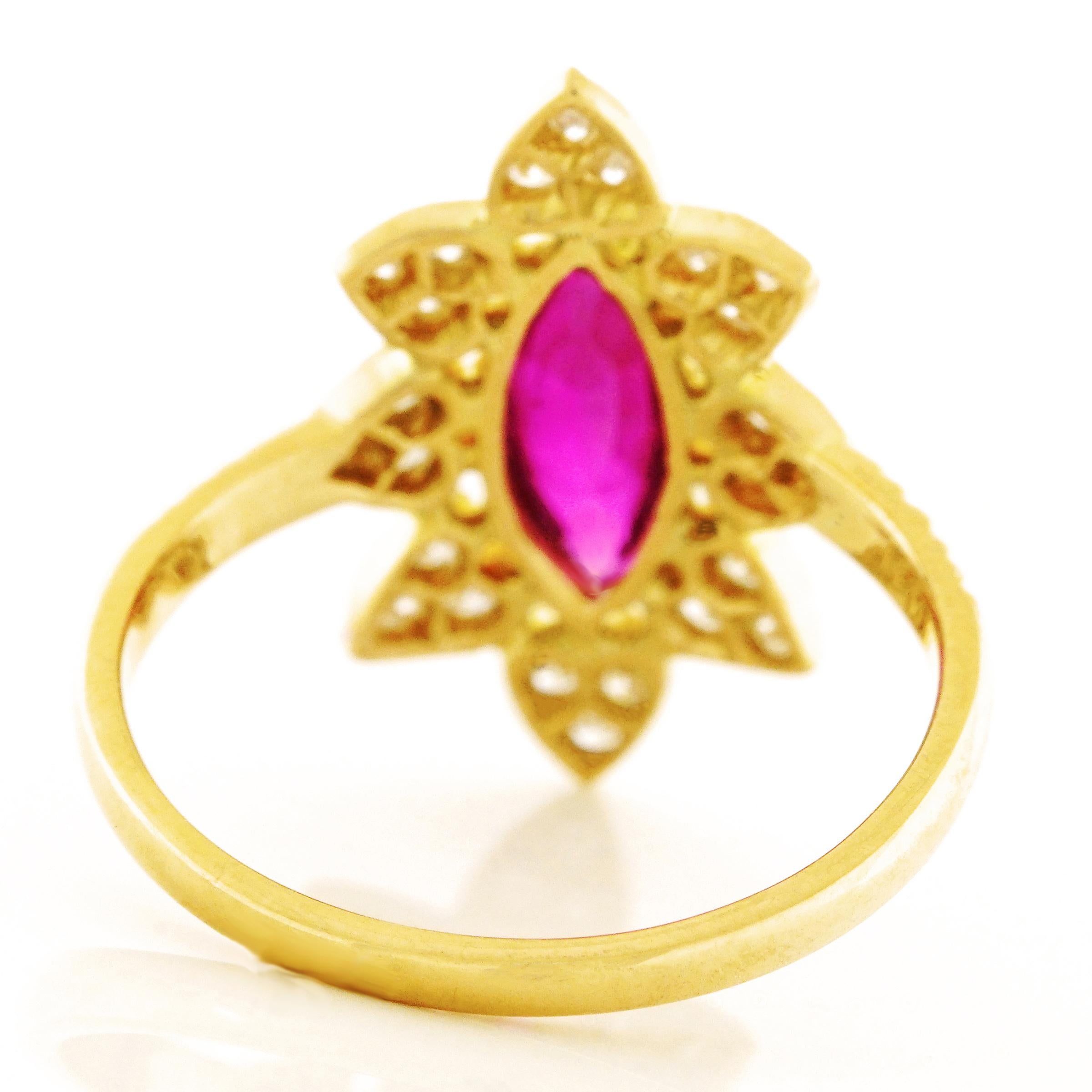 Women's or Men's Burma Ruby and Diamond Set Gold Ring For Sale