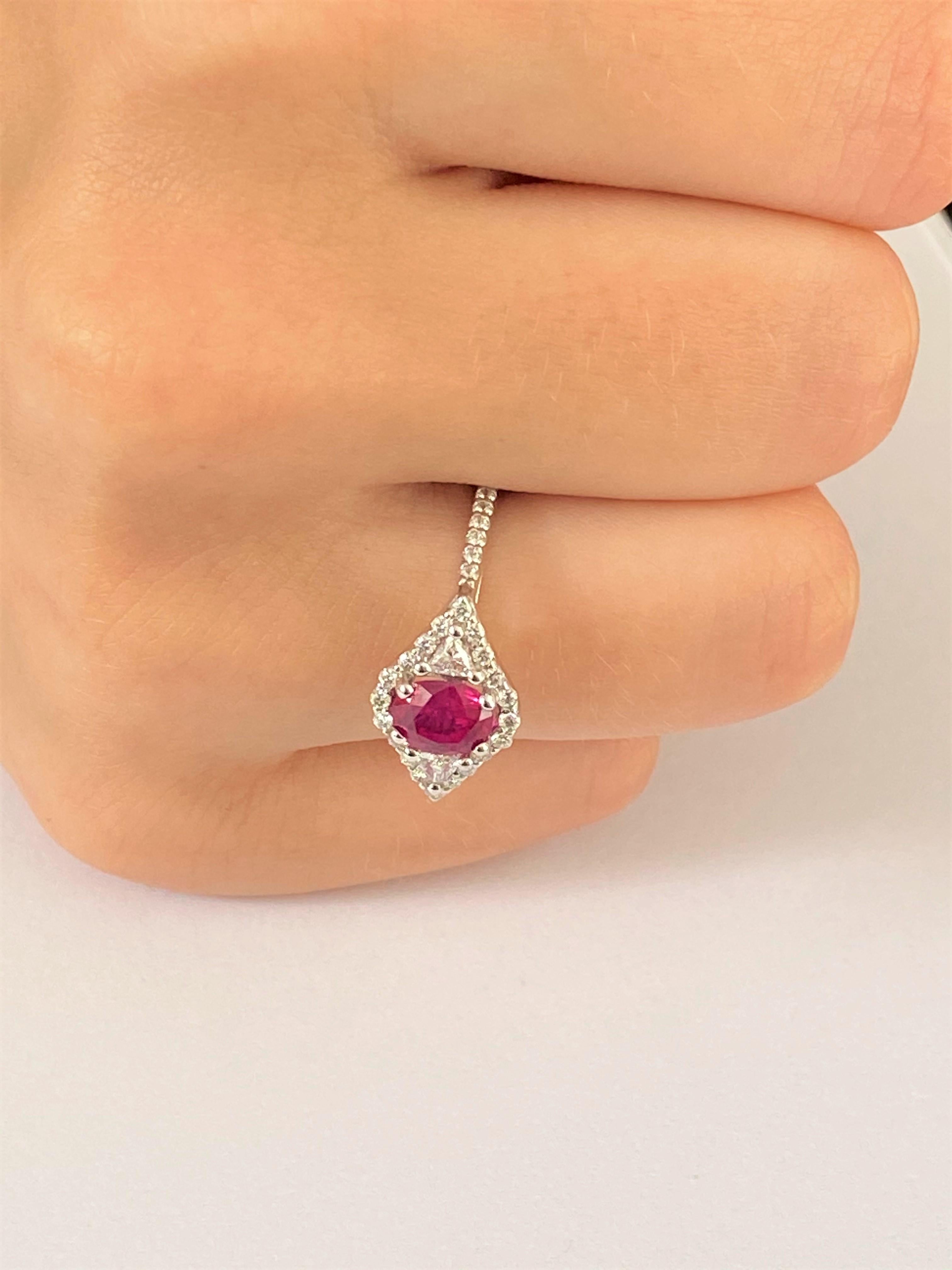 Burma Ruby and Diamond White Gold Ring Weighing 2.07 Carat In New Condition In New York, NY
