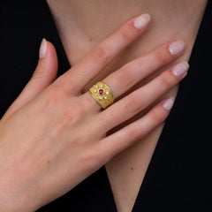 Burma Ruby Byzantine Gold Ring with Diamonds