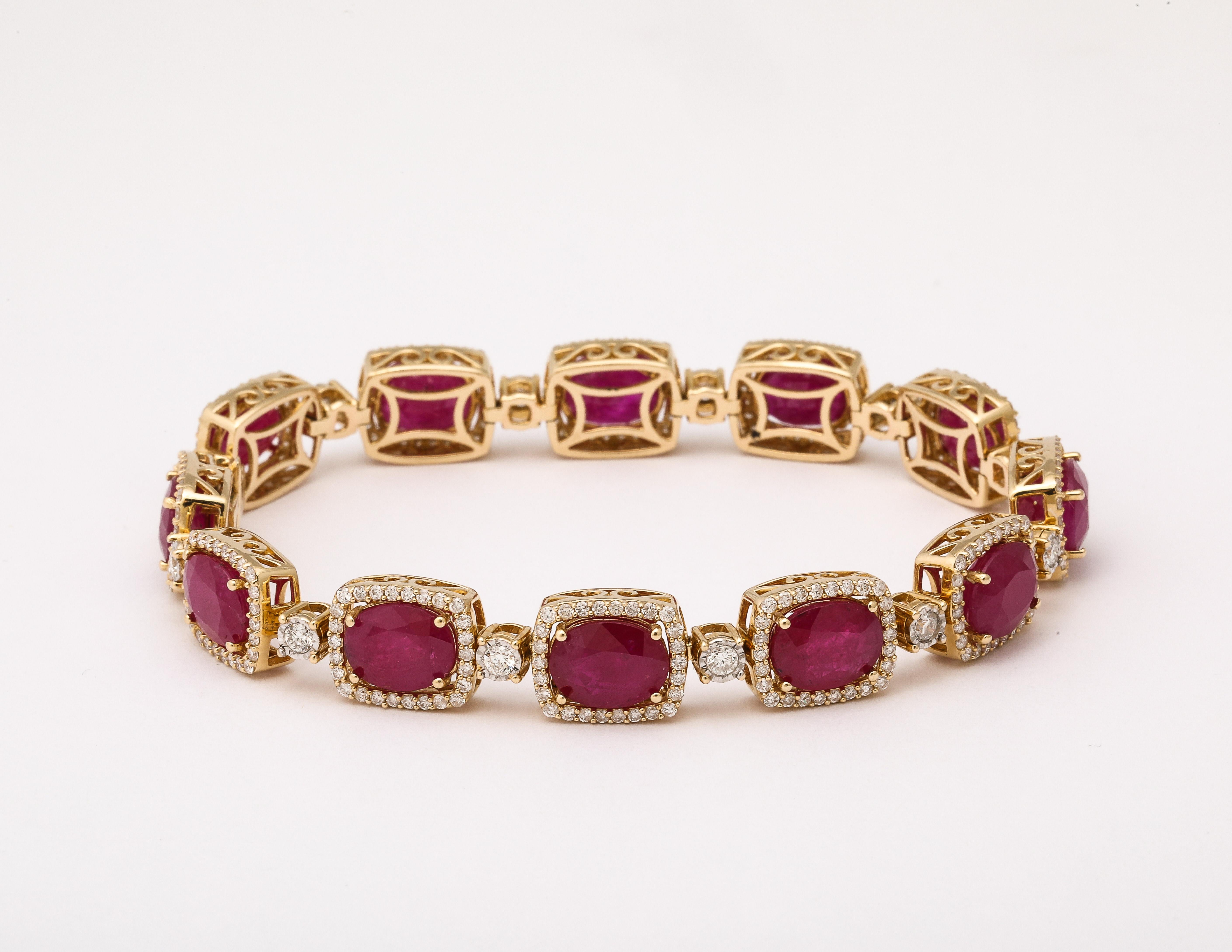 Oval Cut Burma Ruby Diamond Bracelet For Sale