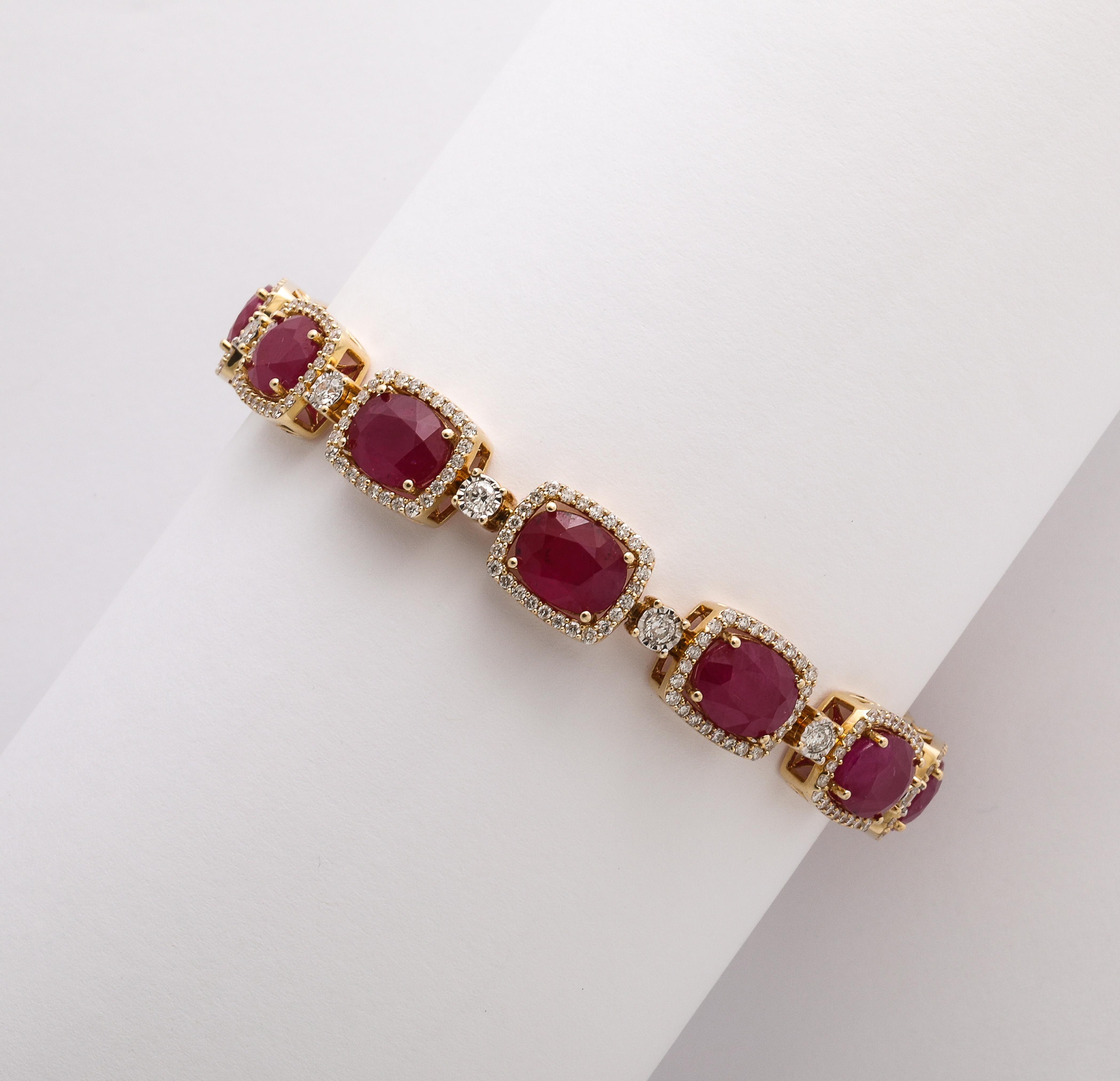 Burma Ruby Diamond Bracelet For Sale 4