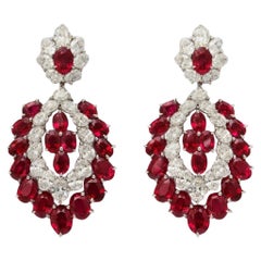 Burma Ruby Diamond Chandelier Earrings