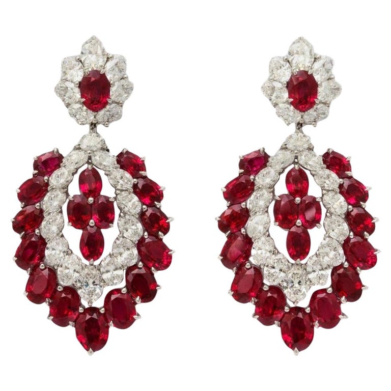 Burma Ruby Diamond Chandelier Earrings For Sale at 1stDibs | ruby  chandelier earrings, burmese earrings