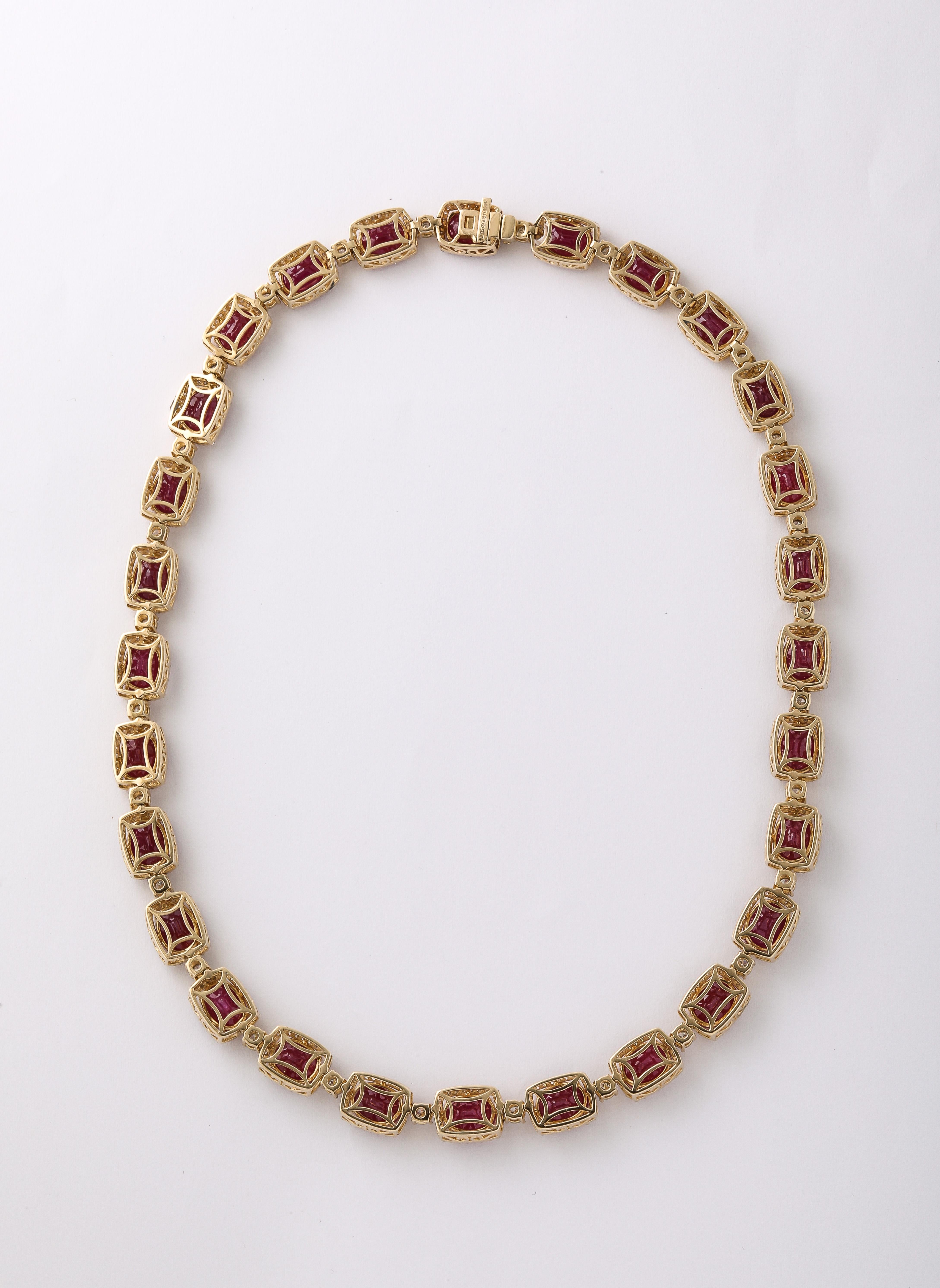 Burma Ruby Diamond Necklace In New Condition For Sale In New York, NY