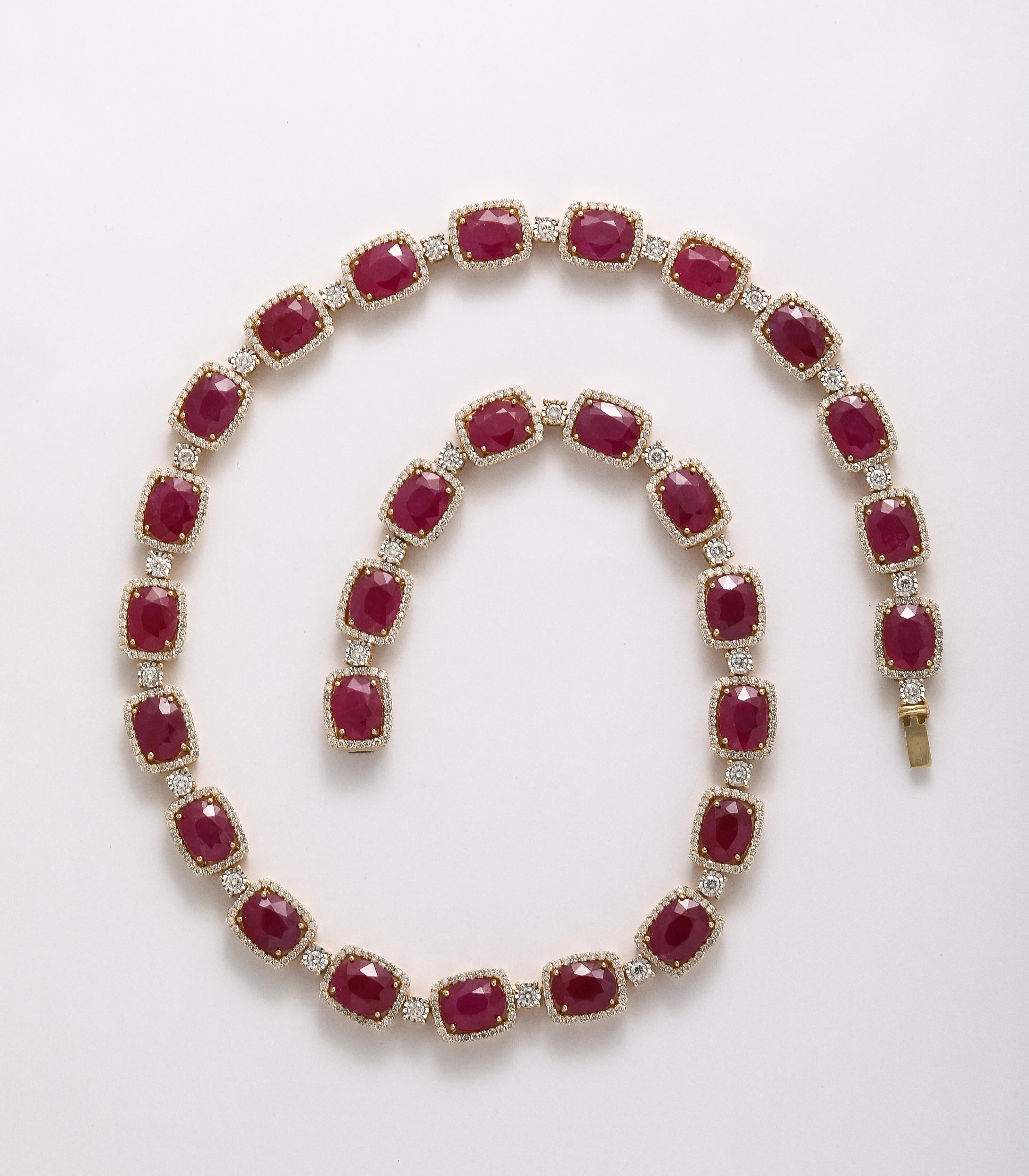 Women's Burma Ruby Diamond Necklace For Sale