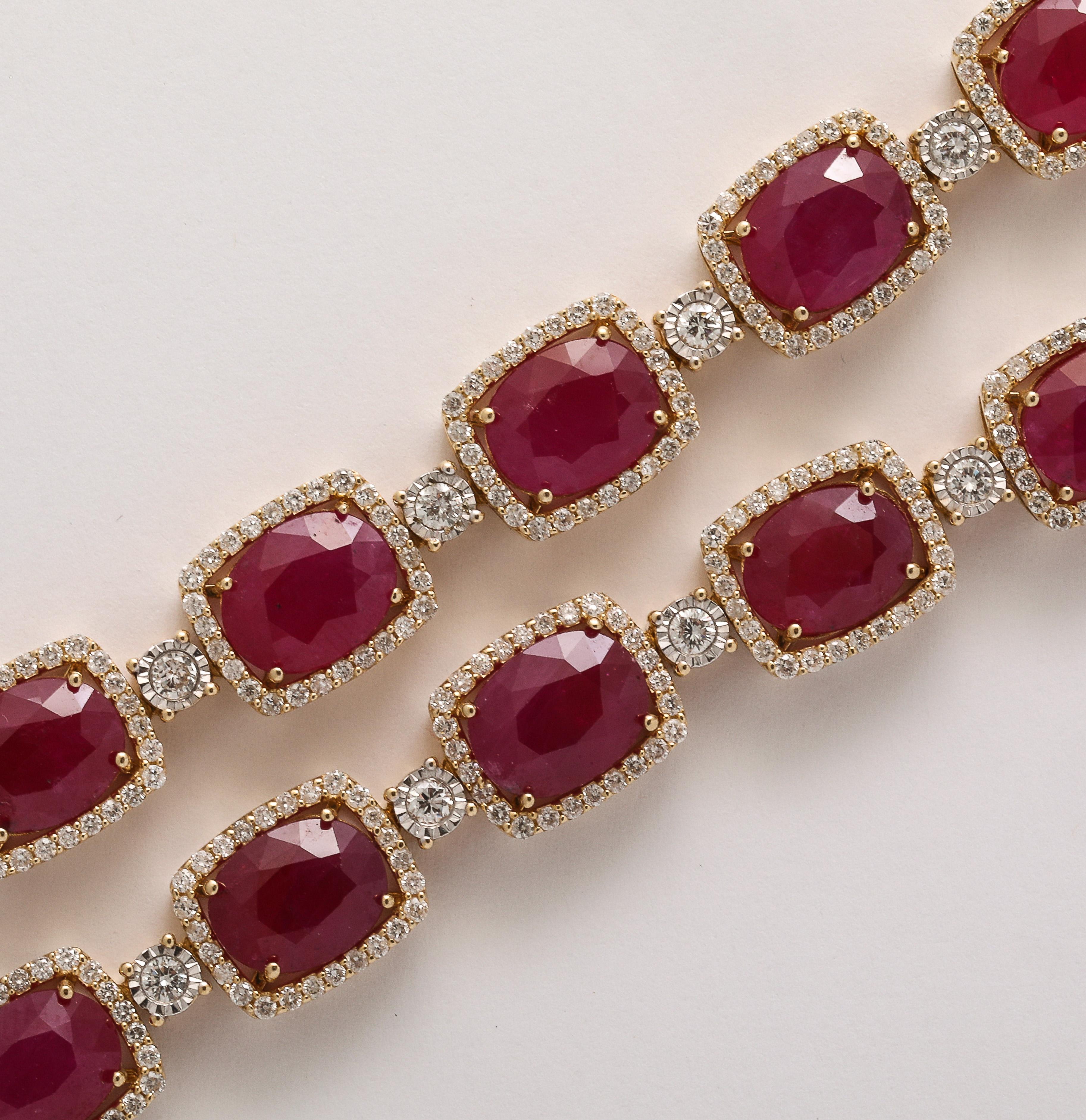 Burma Ruby Diamond Necklace For Sale 1