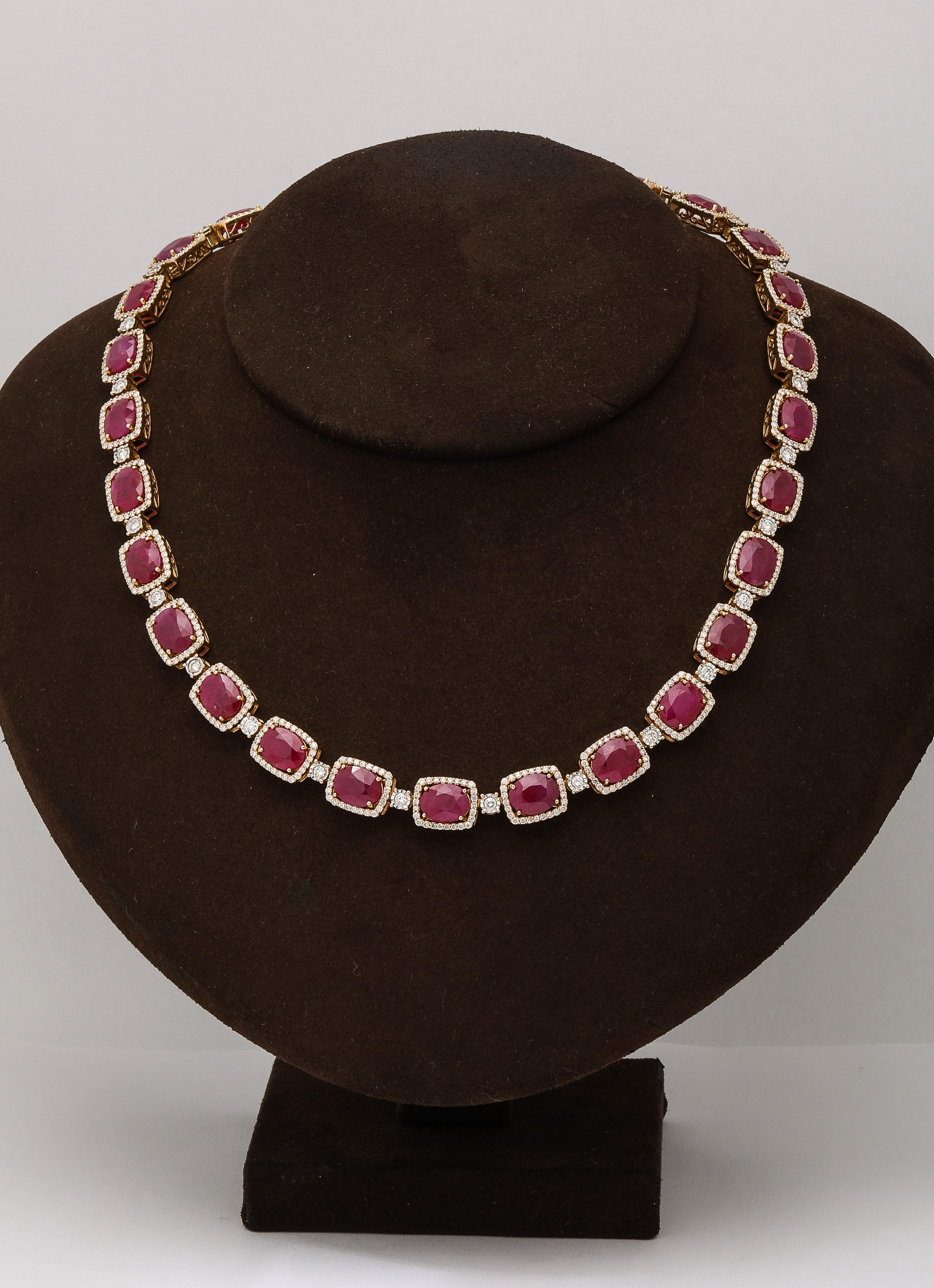Burma Ruby Diamond Necklace For Sale 2