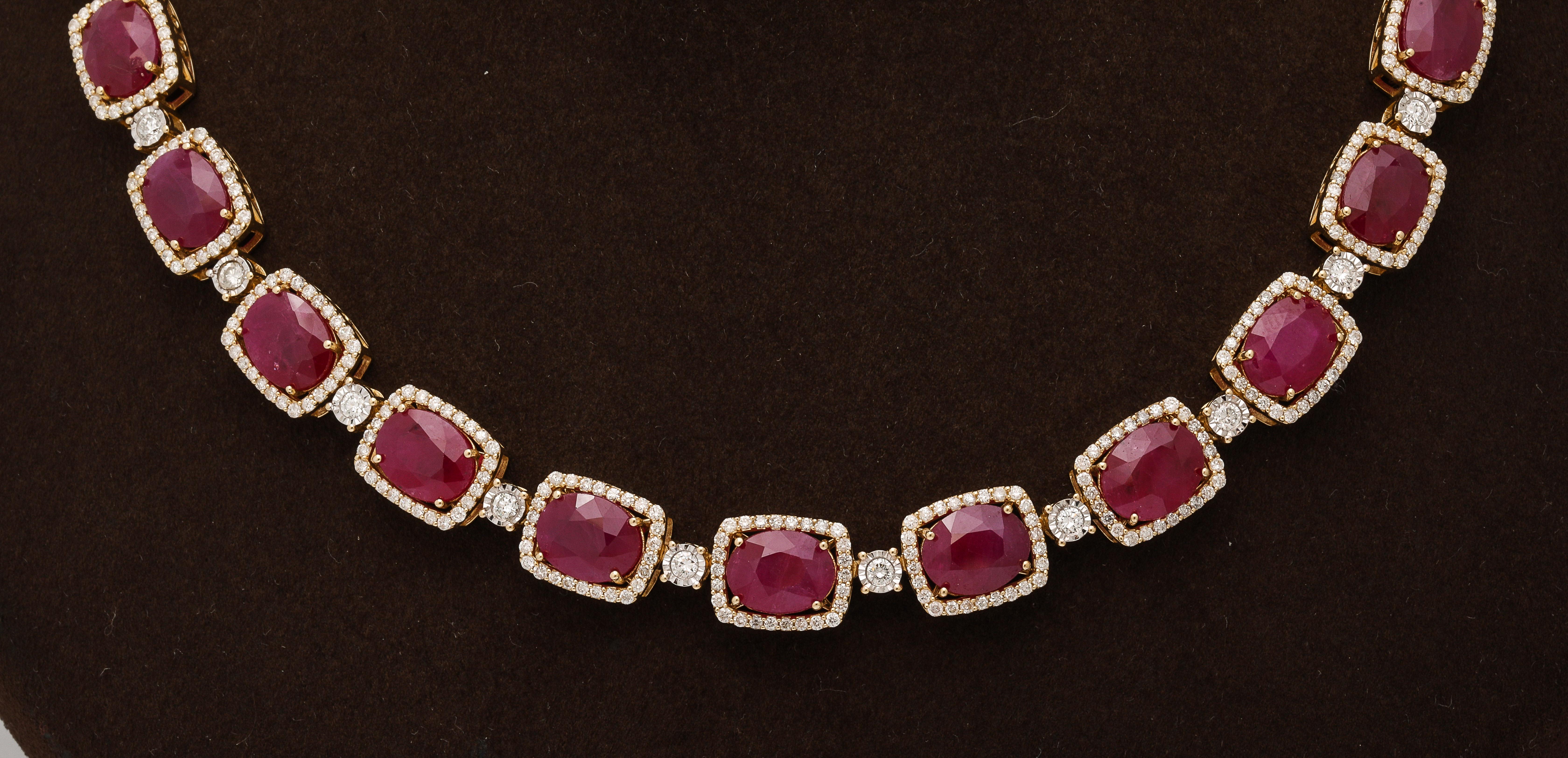Burma Ruby Diamond Necklace For Sale 3