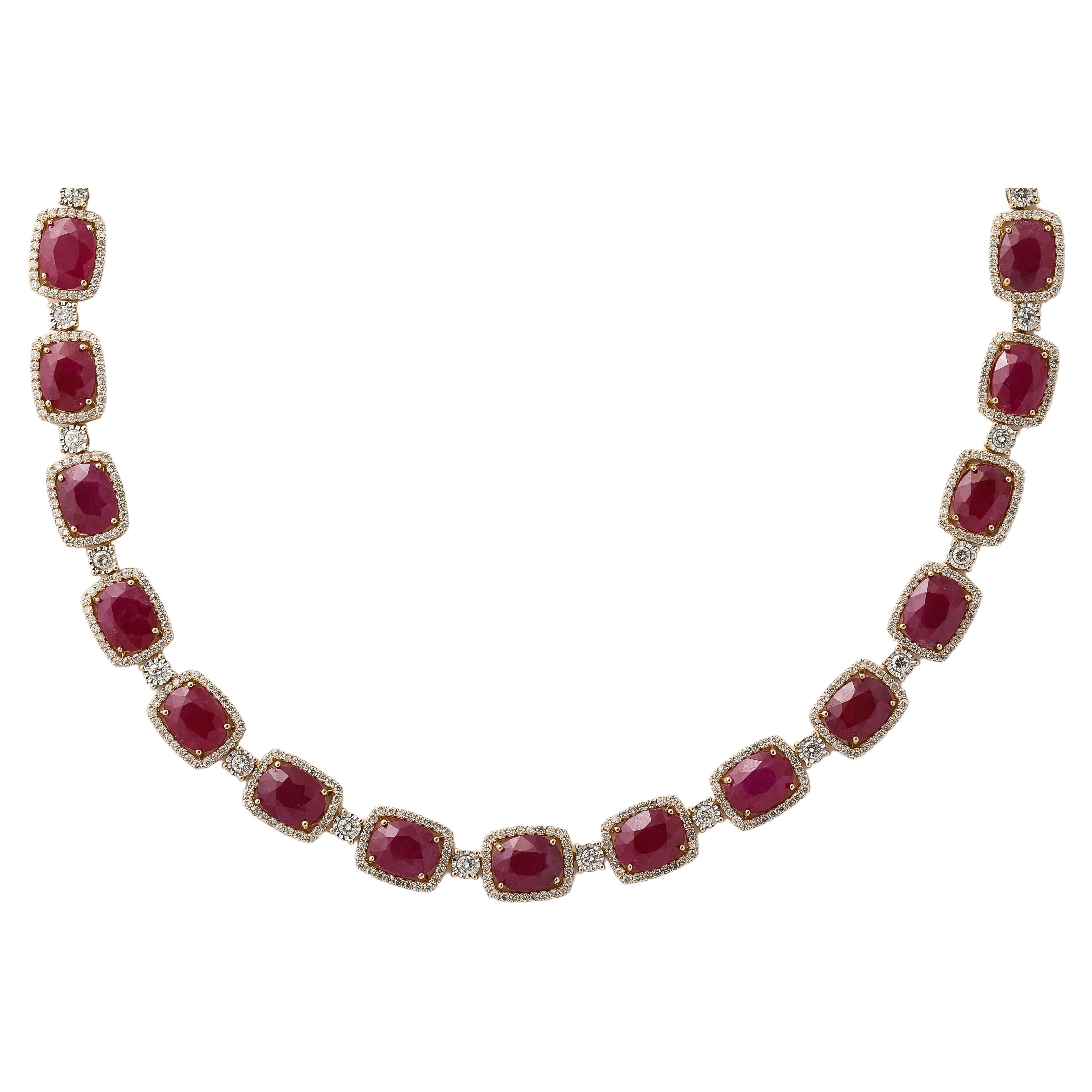 Collar de diamantes y rubíes de Birmania