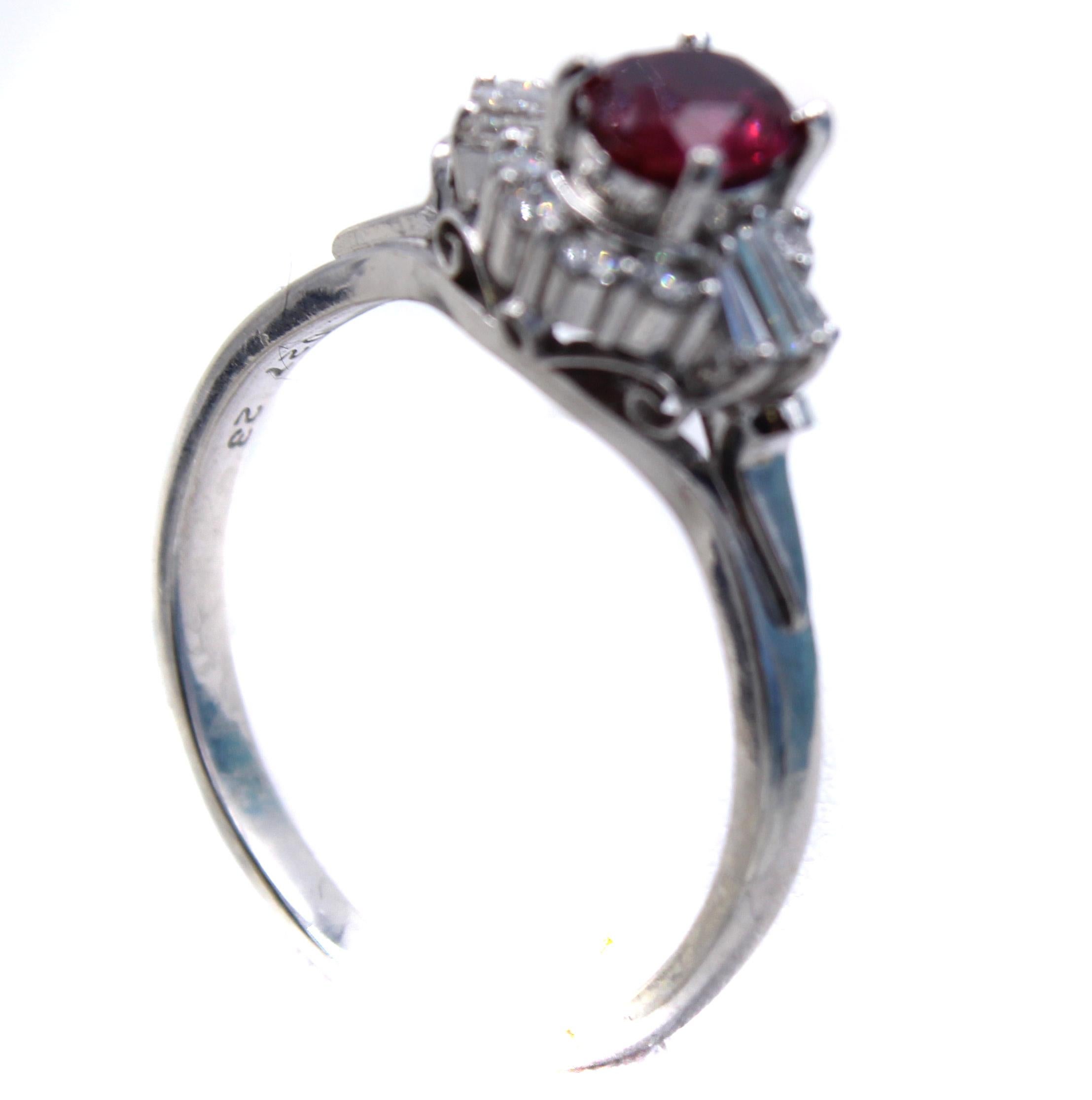 Contemporary Burma Ruby Diamond Platinum Engagement Ring