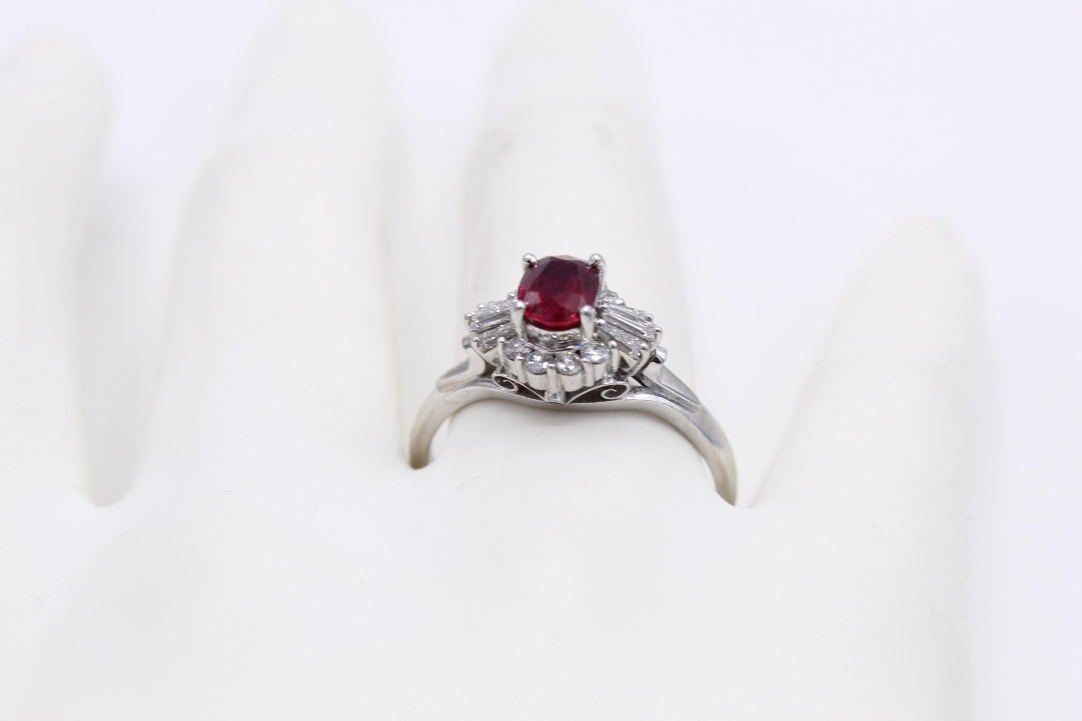 Women's or Men's Burma Ruby Diamond Platinum Engagement Ring