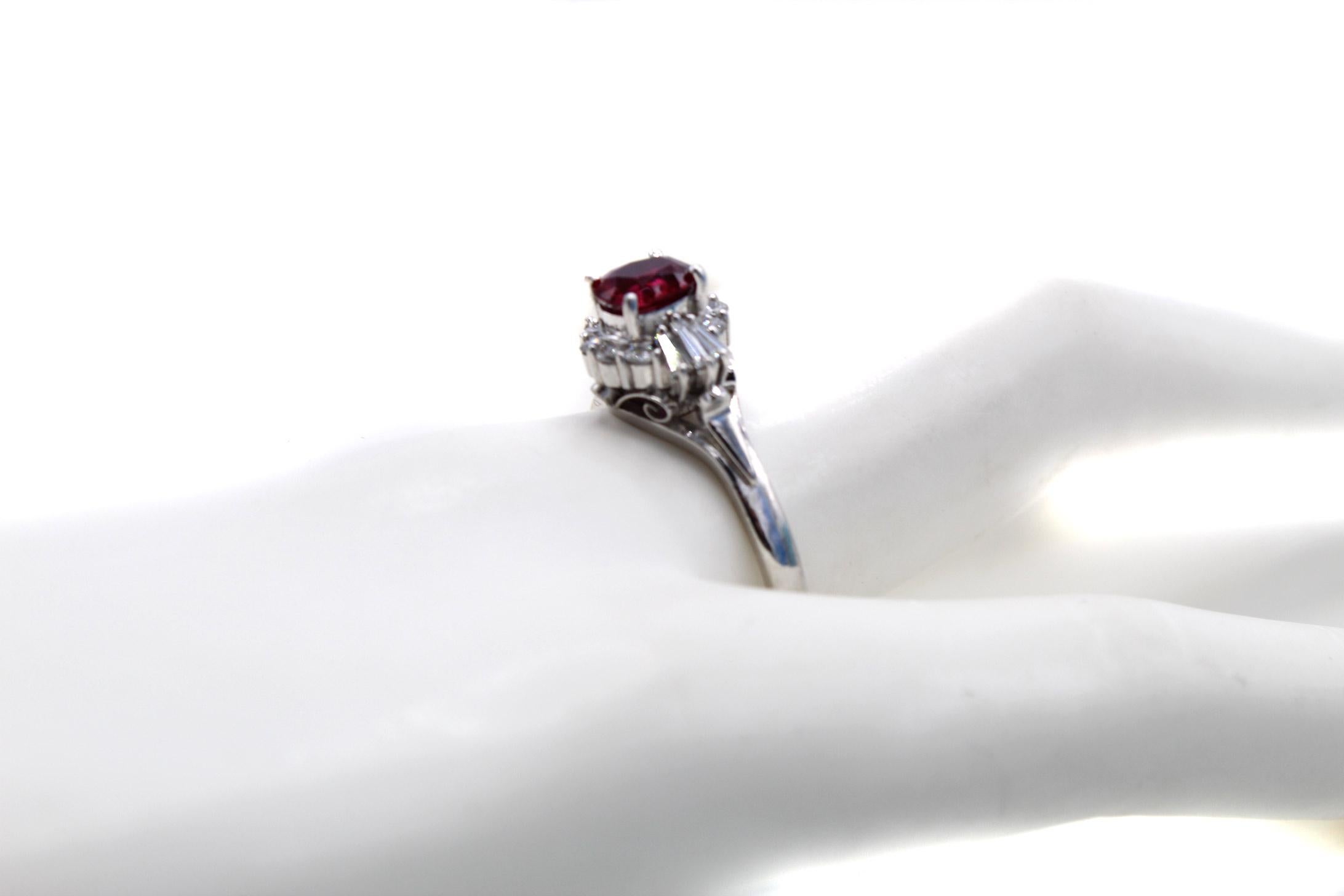 Burma Ruby Diamond Platinum Engagement Ring 1