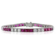 Burma Ruby Diamond Platinum Tennis Bracelet