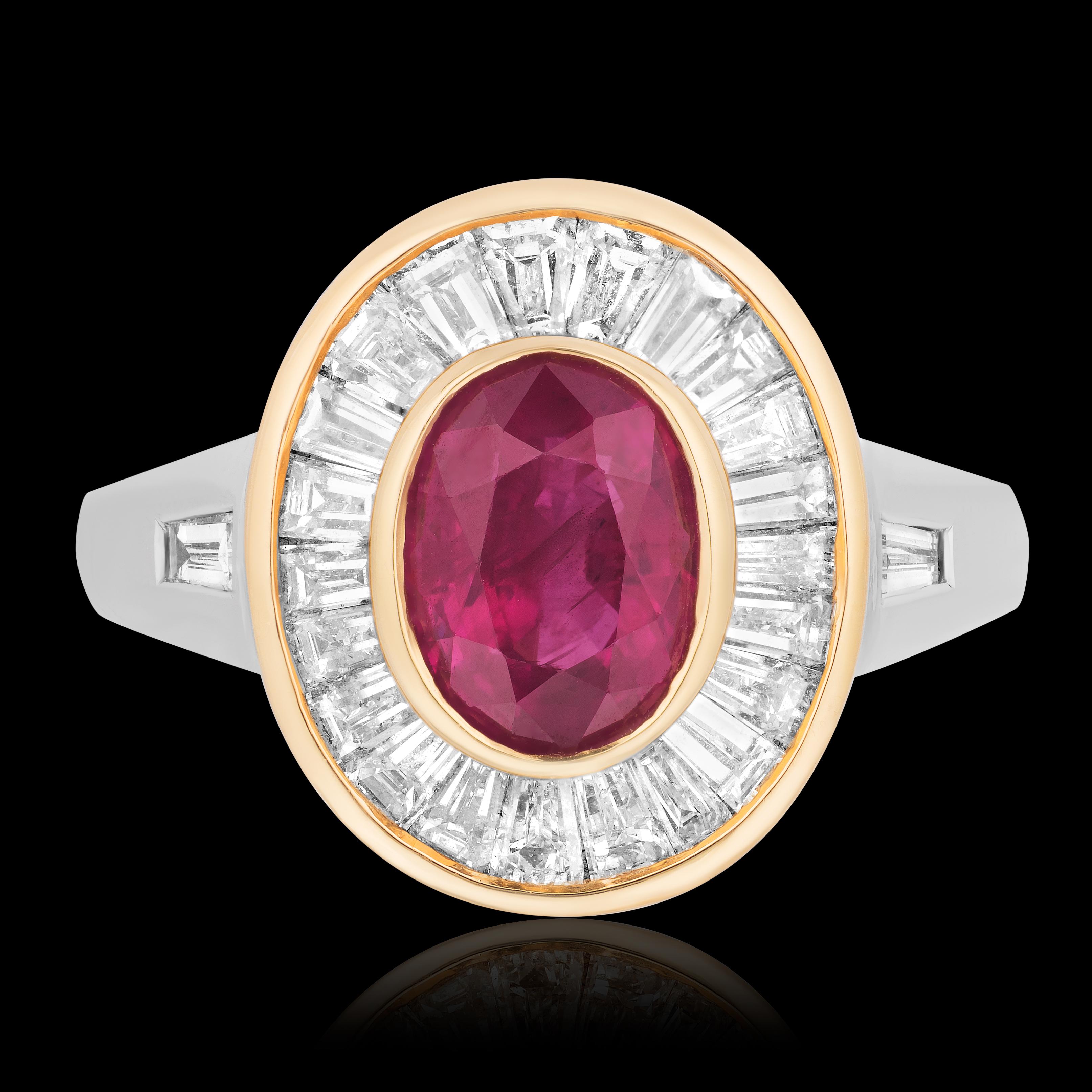 Oval Cut Burma Ruby Diamond Ring 18k White & Rose Gold Andreoli Certified For Sale