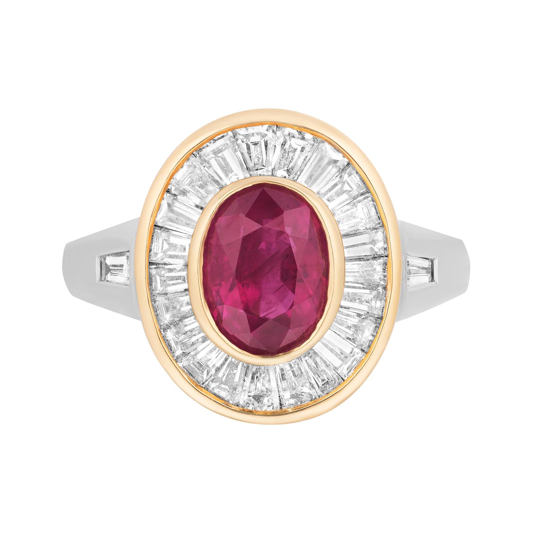 Burma Ruby Diamond Ring 18k White & Rose Gold Andreoli Certified For Sale