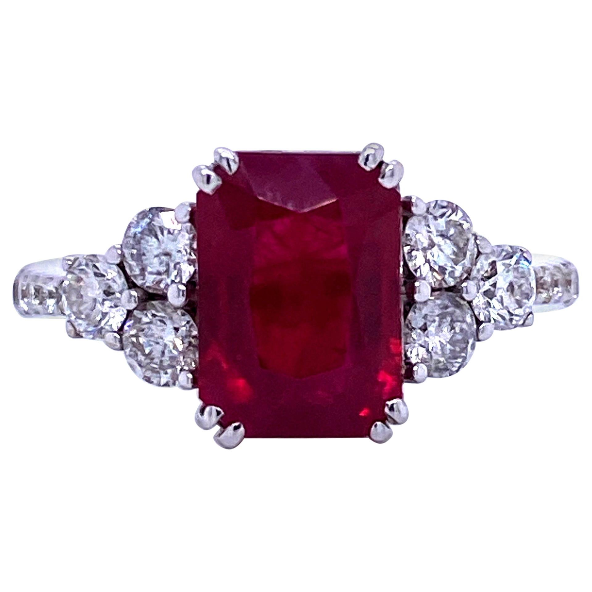Burma Ruby Diamond Ring 4.79 Carat AGL Certified 18 Karat White Gold