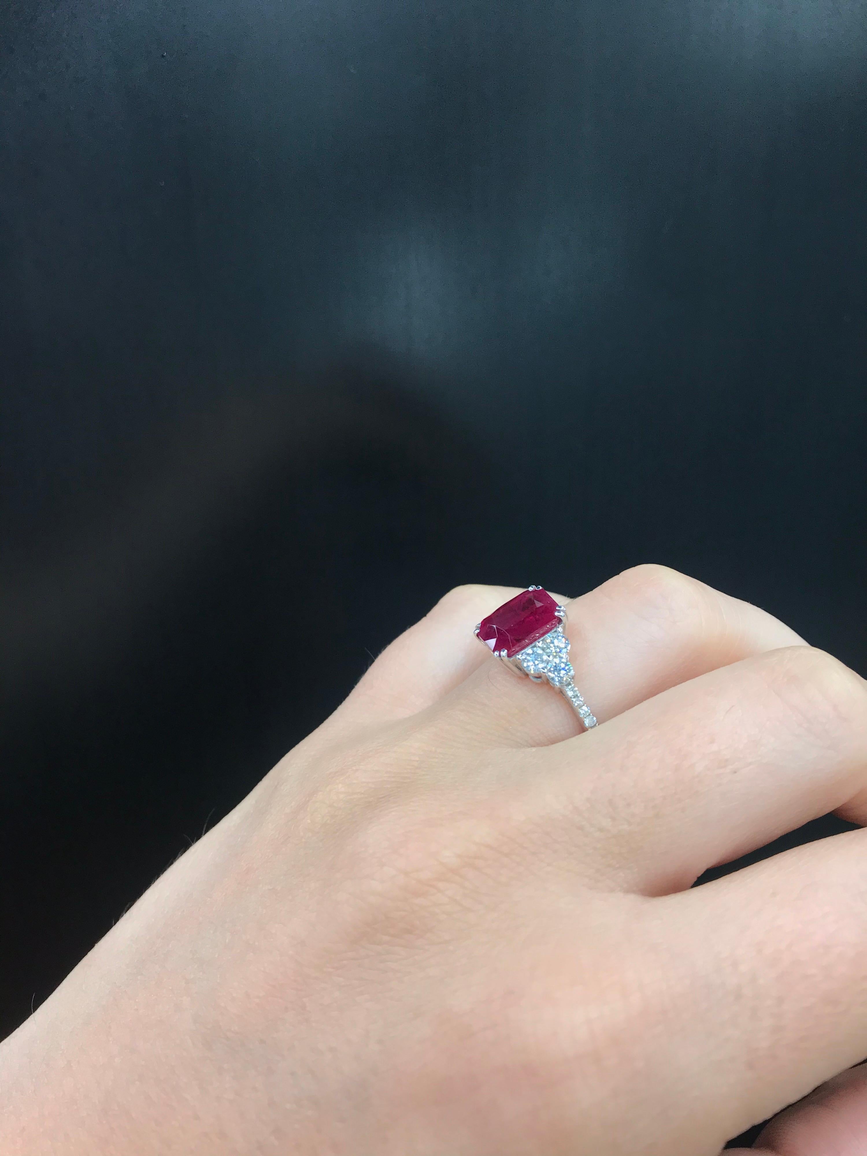 Burma Ruby Diamond Ring 4.79 Carat AGL Certified 18 Karat White Gold 5