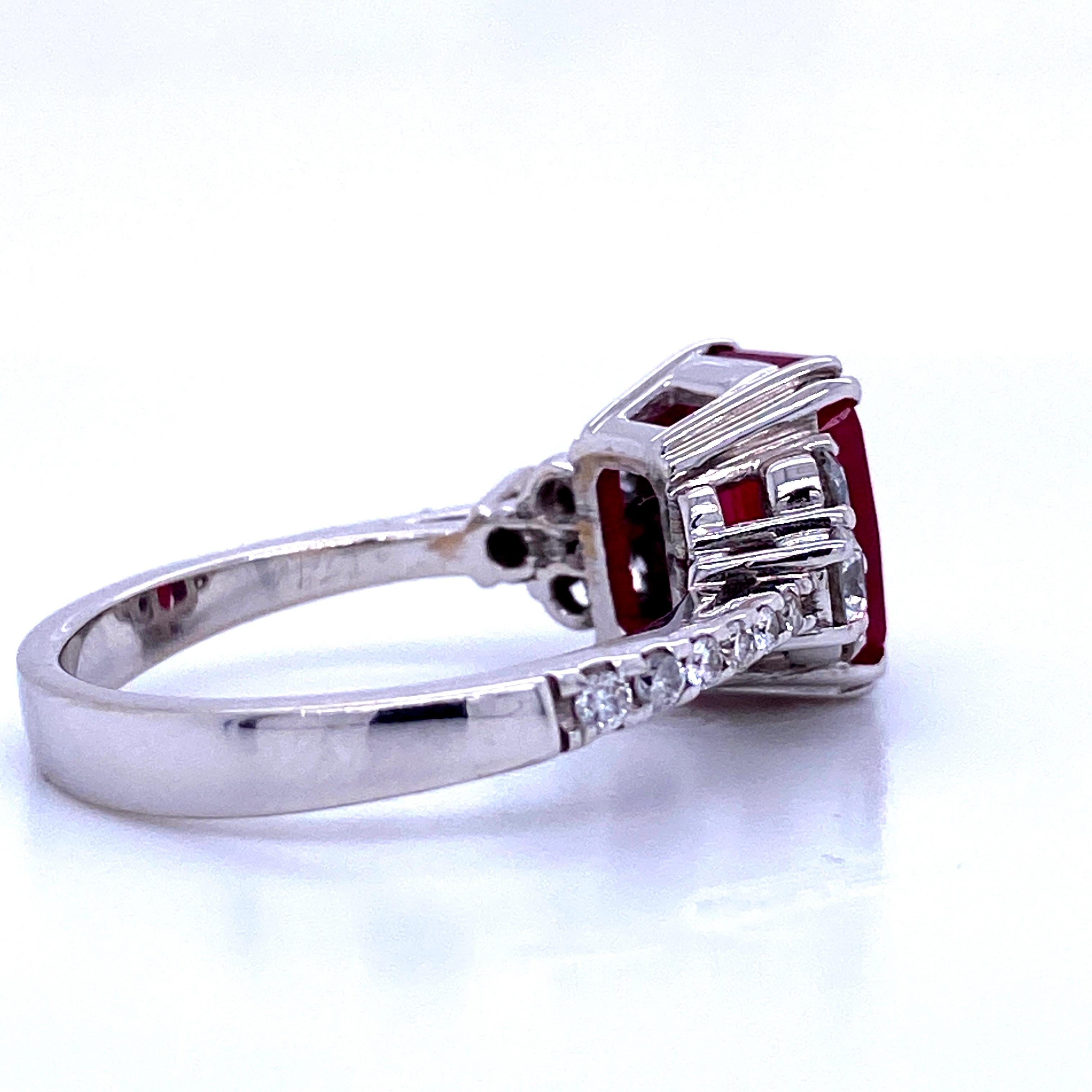 Burma Ruby Diamond Ring 4.79 Carat AGL Certified 18 Karat White Gold 2