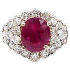 Burma Ruby Diamond White Gold Ring SZ 4.5 GIA Certified