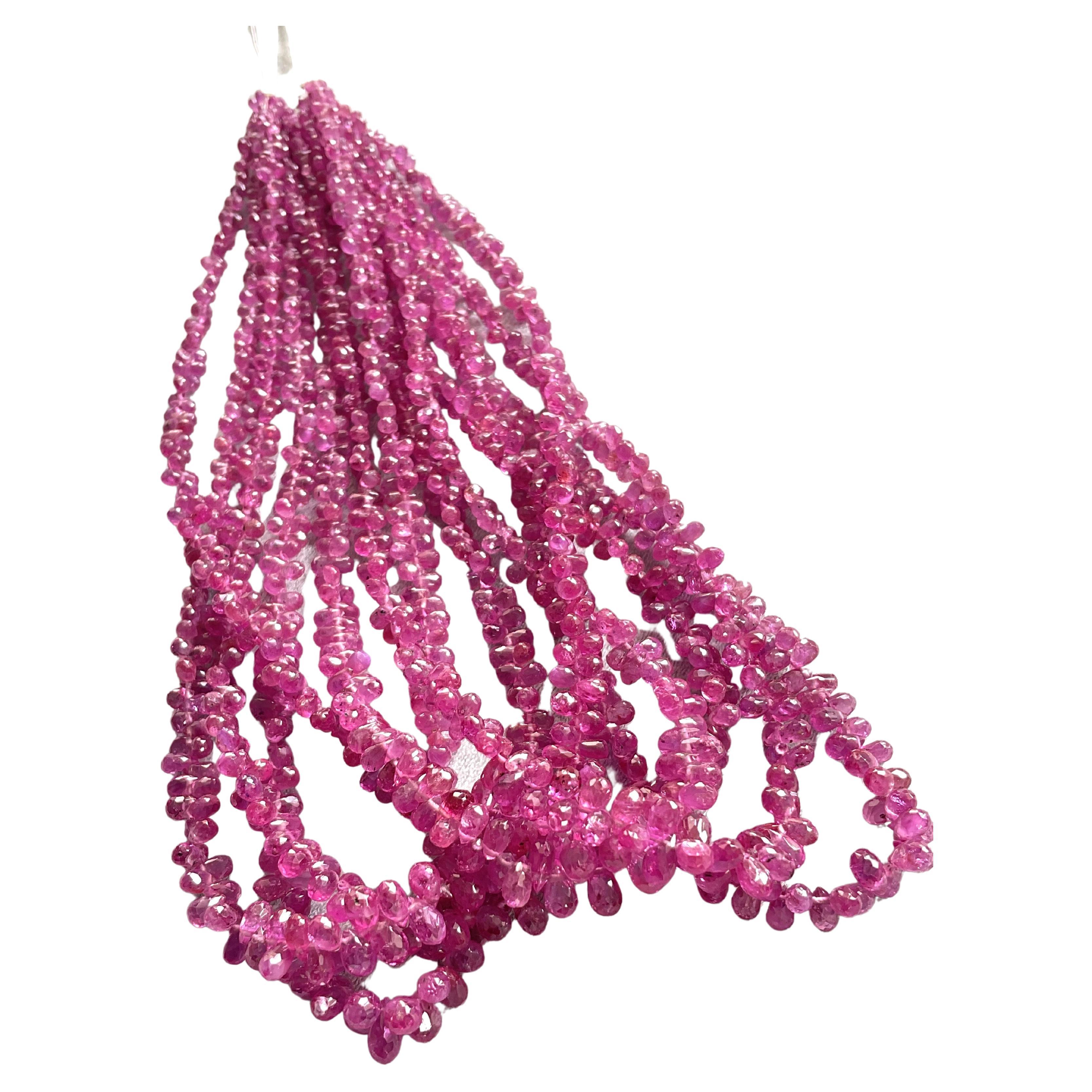 Gemstone - Ruby
HEAT ONLY
Weight -  296.91 Carats
Strand - 7
Size - 2x3 To 3x6 MM
Shape - Drops

