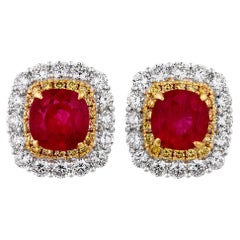 Burma Ruby Earrings, 4.78 Carats