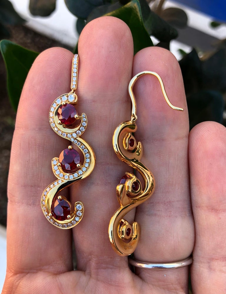 Burma Ruby Earrings 7.19 Carats In New Condition In Beverly Hills, CA