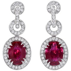 Burma Ruby Earrings AGL Certified 3.54 Carats