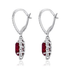 Burma Ruby Earrings 3.51 Carat GIA Certified