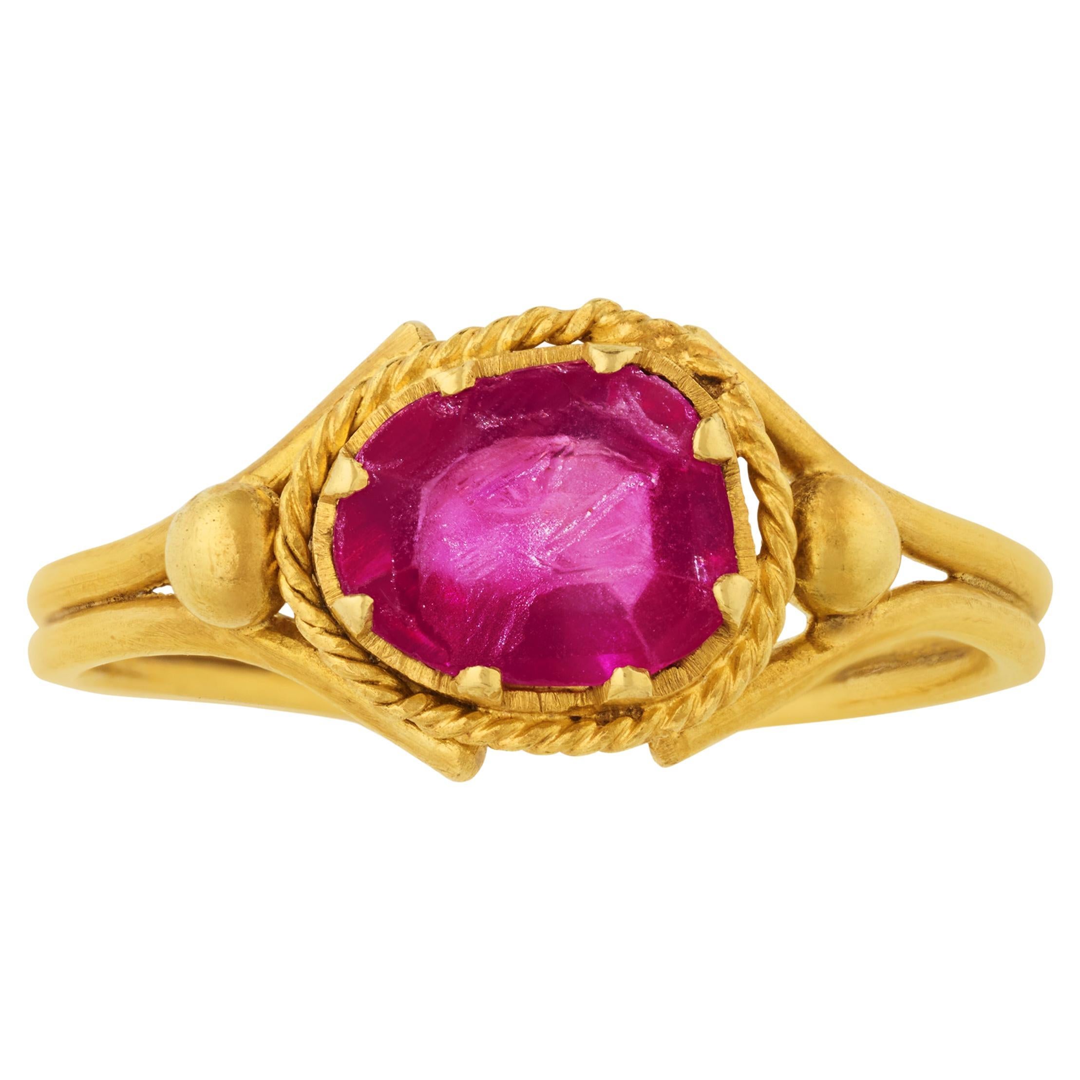 Burma Ruby Intaglio Ring
