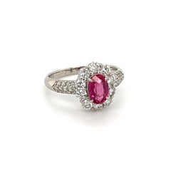 Rubin No Heat GIA und Diamant Platin Ring Estate Fine Jewelry