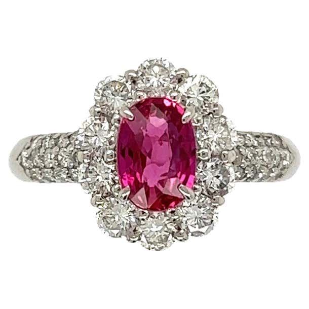Ruby No Heat GIA and Diamond Platinum Ring Estate Fine Jewelry For Sale ...