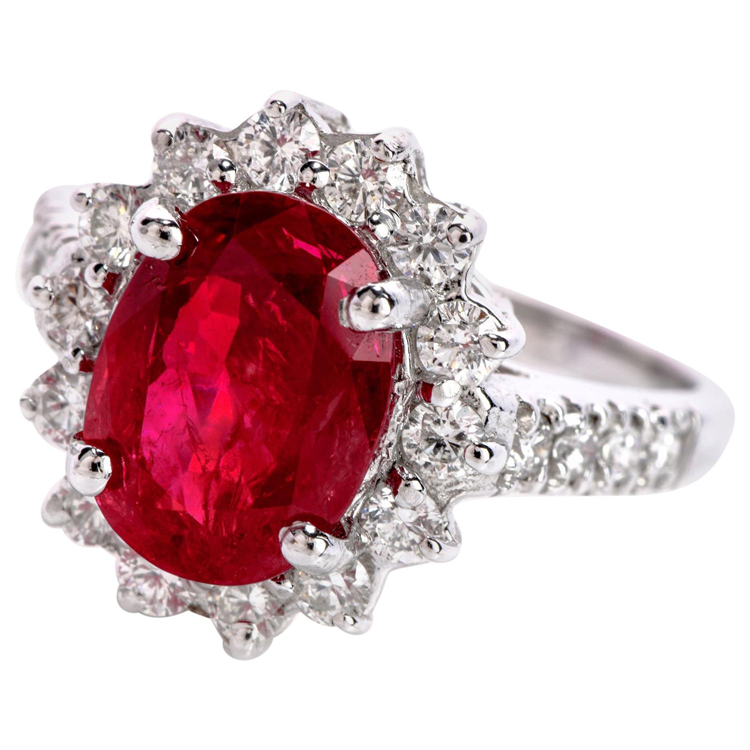 Burma Ruby No Heat Natural Certified Gia Diamond 18 Karat Gold Ring