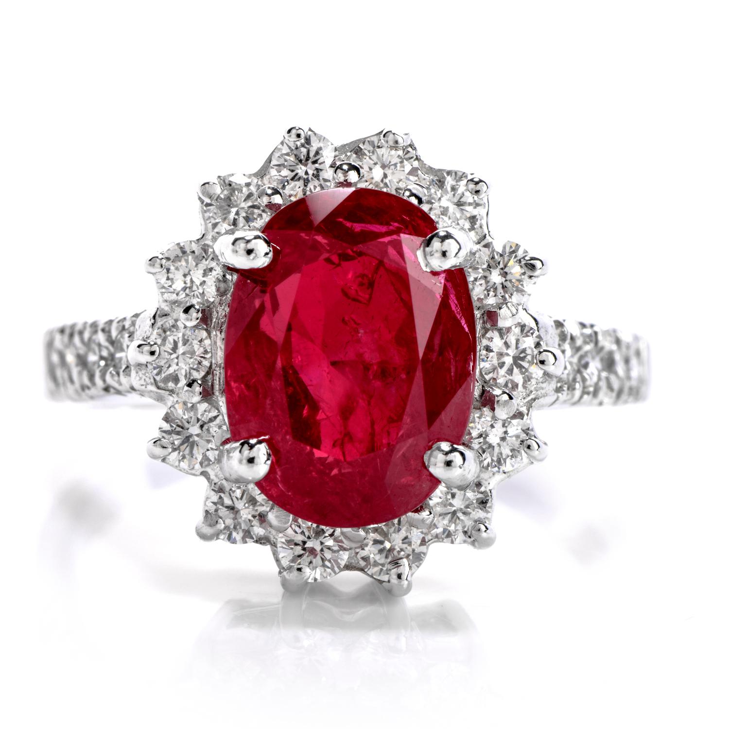 This exquisite ring is versatile and can be worn as an engagement ring of Royalty as well as a classic Gemstone 