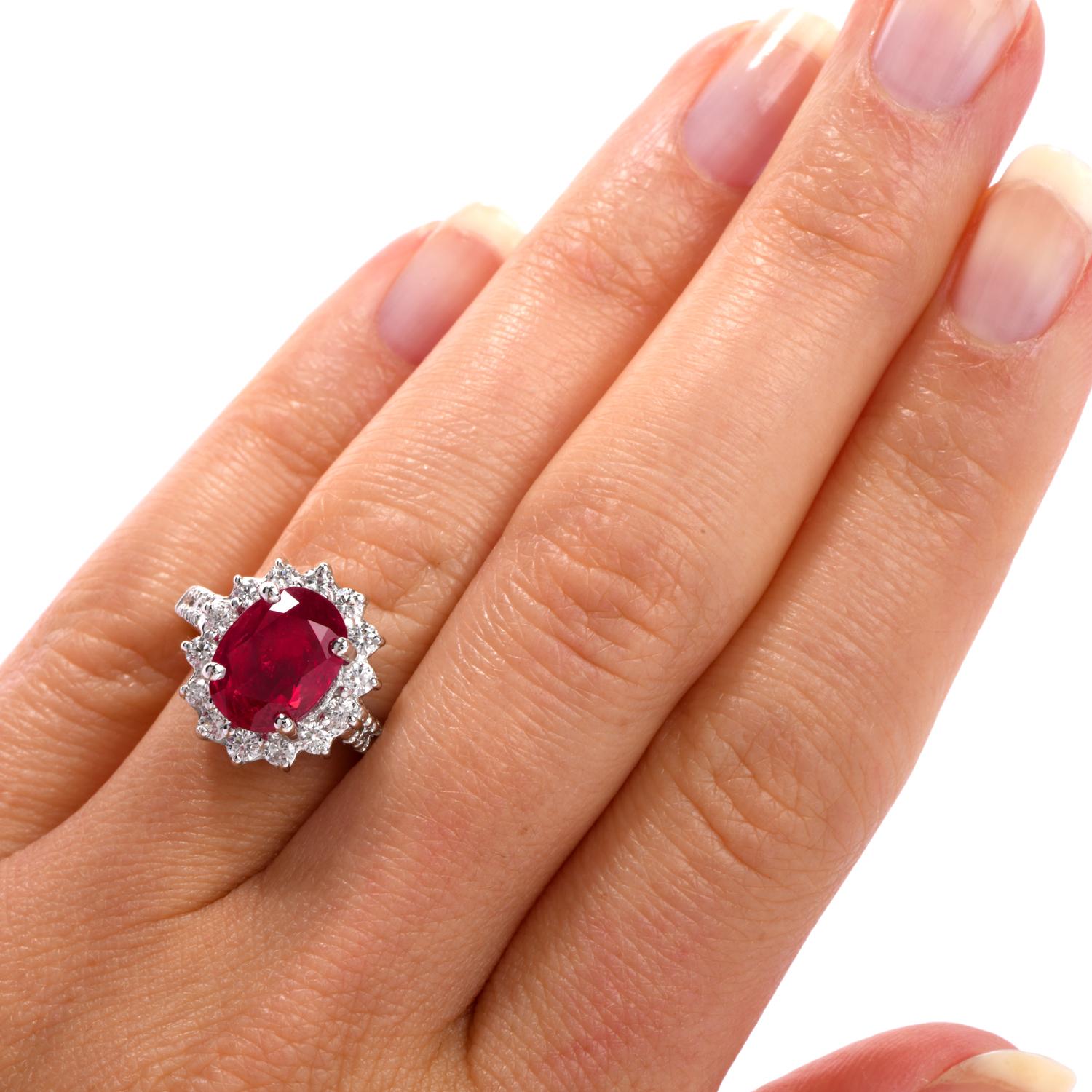 Burma Ruby No Heat Natural Certified Gia Diamond 18 Karat Gold Ring In New Condition In Miami, FL