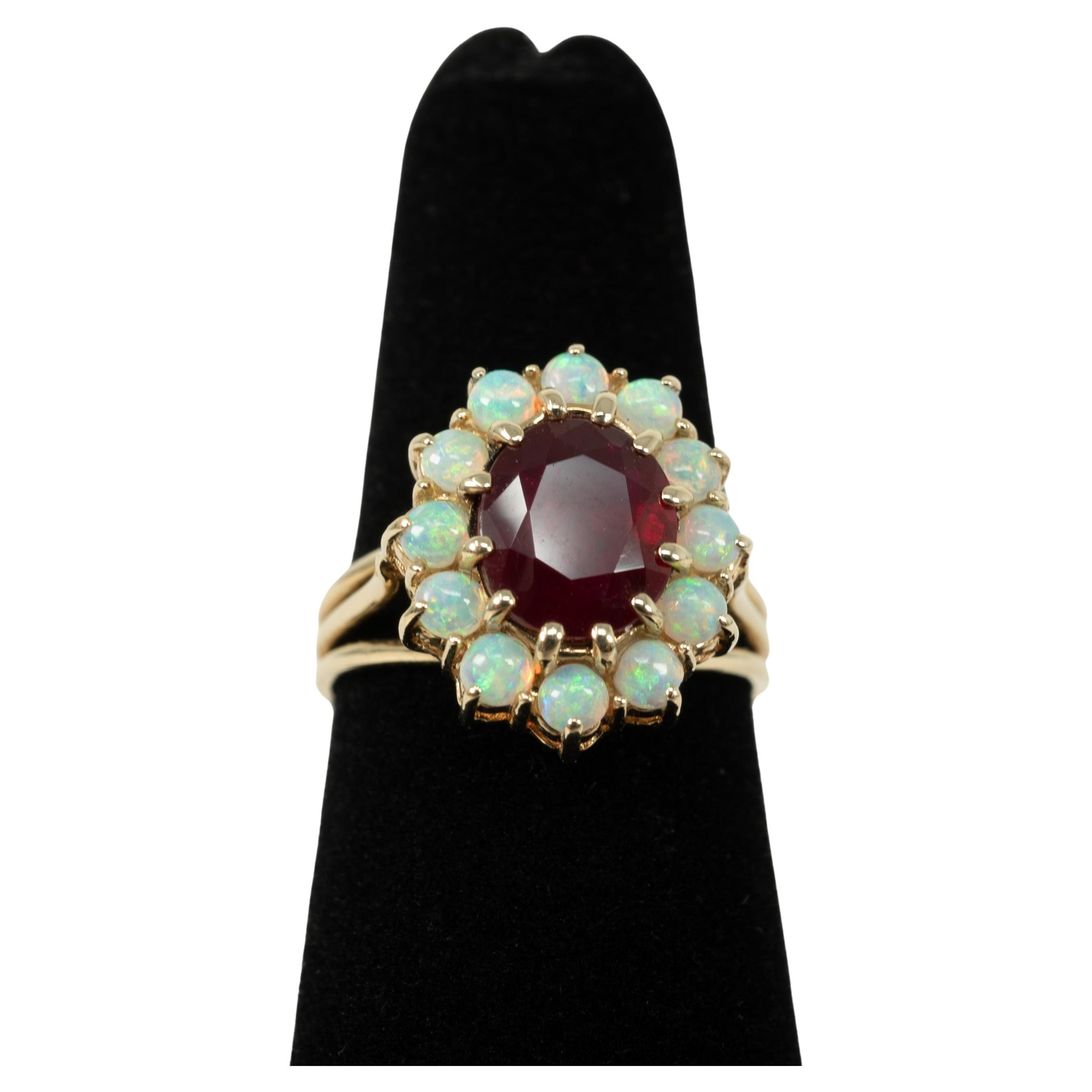 Burma Ruby Opal Diamond Ring For Sale