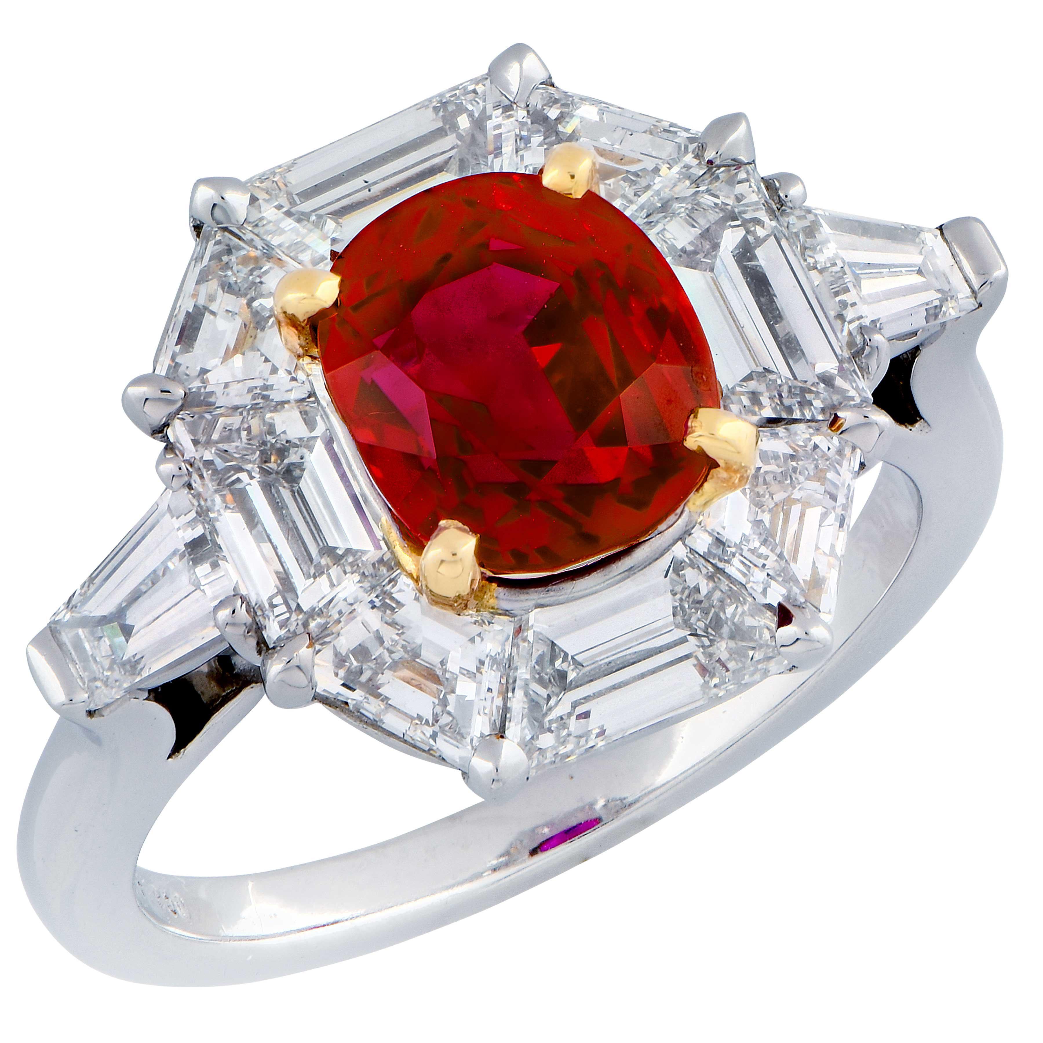 Burma Ruby Rare AGL  "Classic Burma" No Heat Set in Diamond Gold Platinum Ring