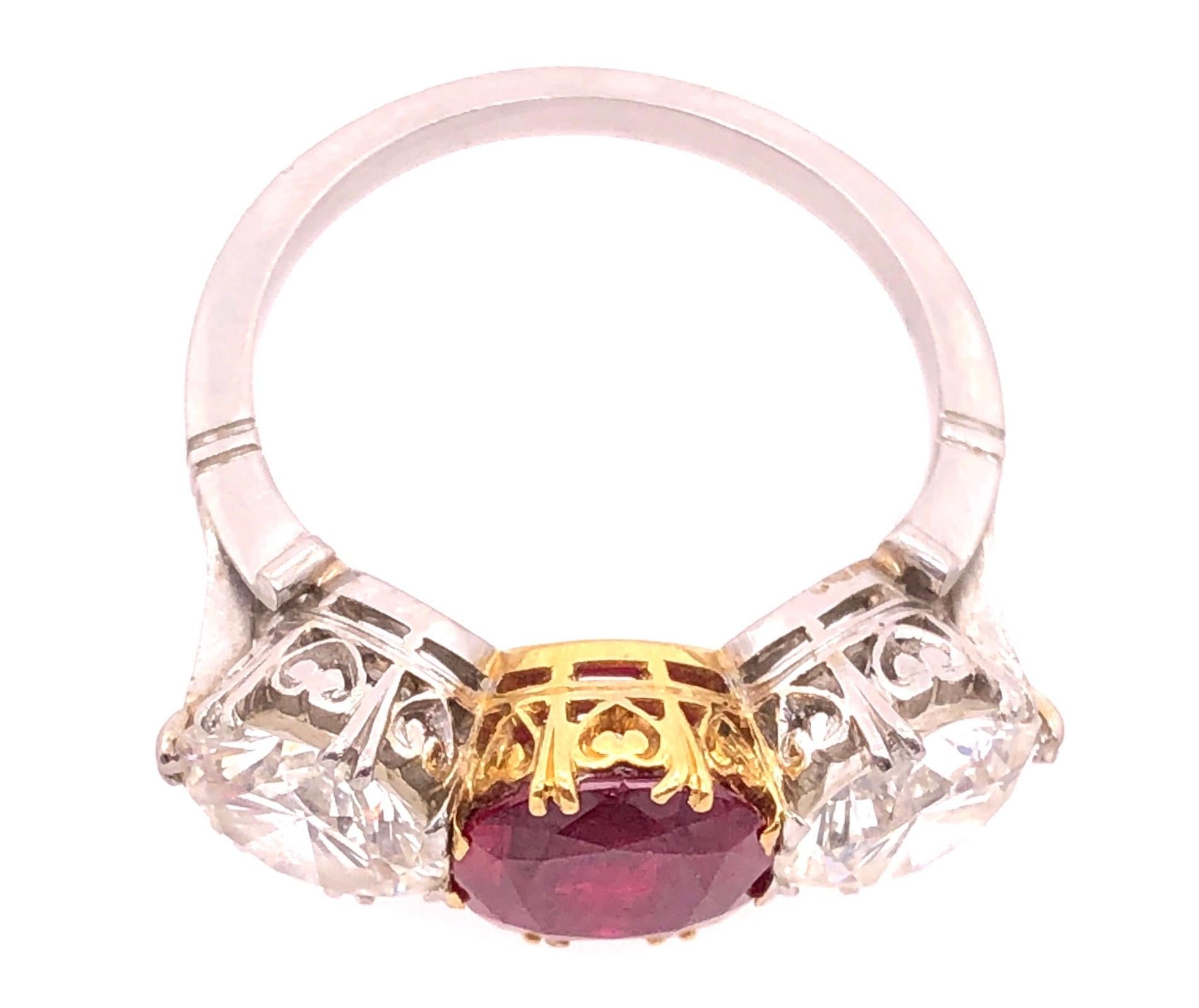 Burma Ruby Red and Diamond Dinner Ring, Engagement Ring For Sale 4