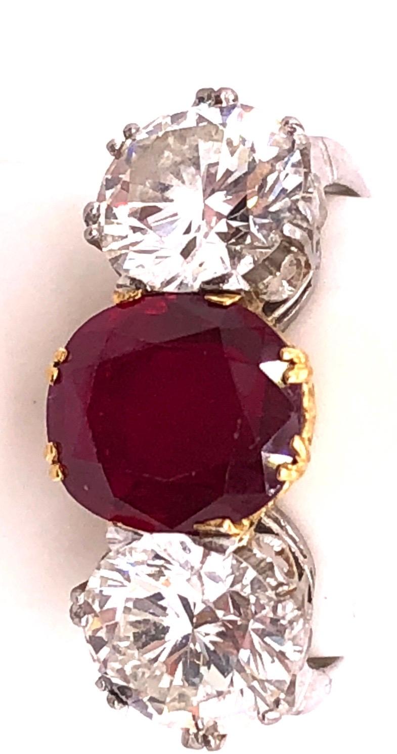 Burma Ruby Red and Diamond Dinner Ring, Engagement Ring For Sale 5