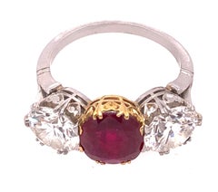Burma Ruby Red and Diamond Dinner Ring, Engagement Ring