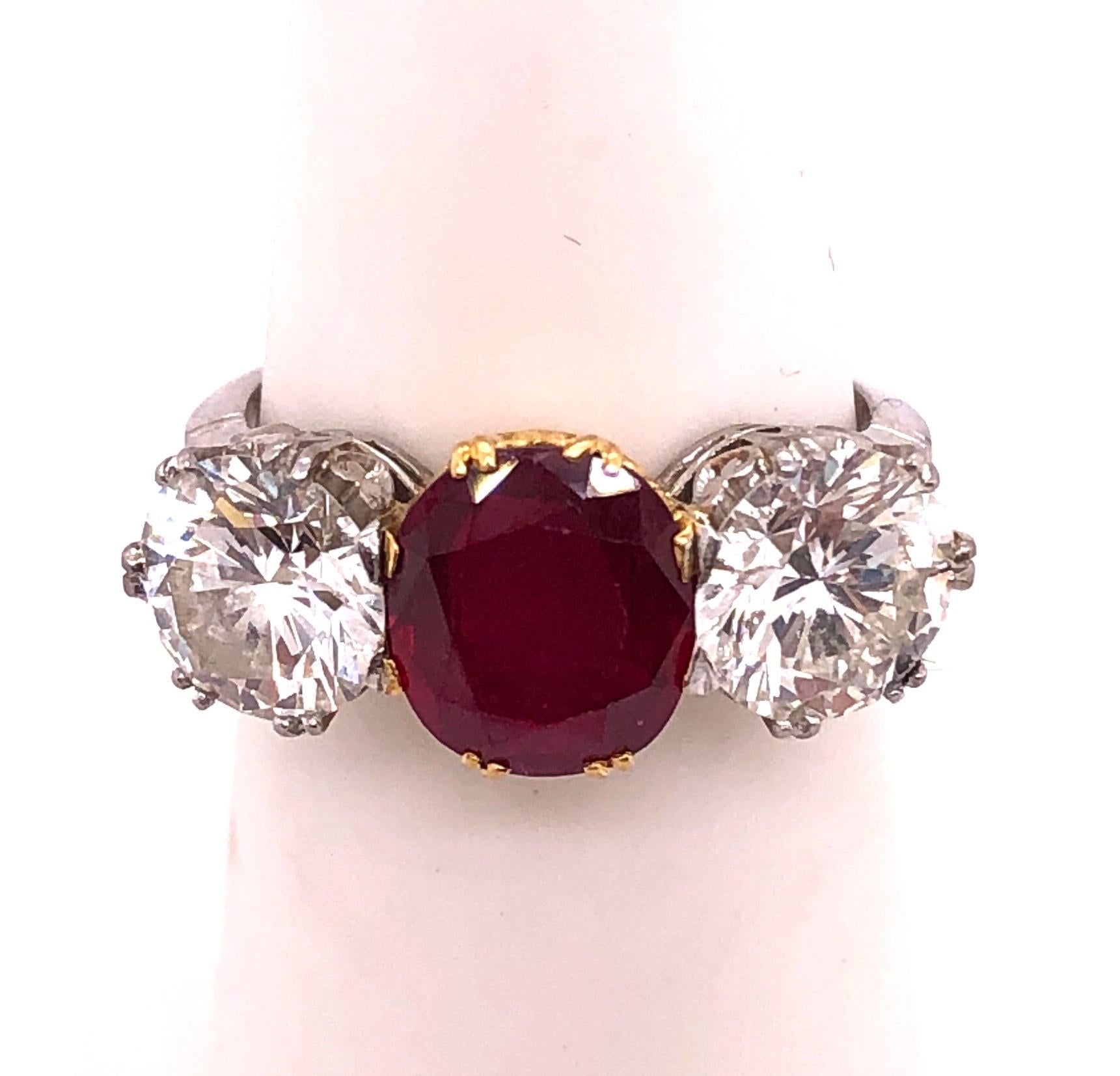 Art Deco Burma Ruby Red and Diamond Dinner Ring, Engagement Ring For Sale