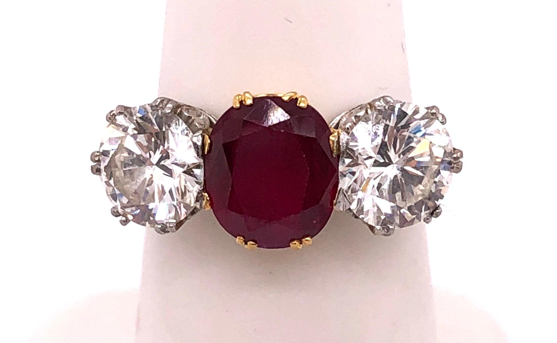 Burma Ruby Red and Diamond Dinner Ring, Engagement Ring For Sale 1