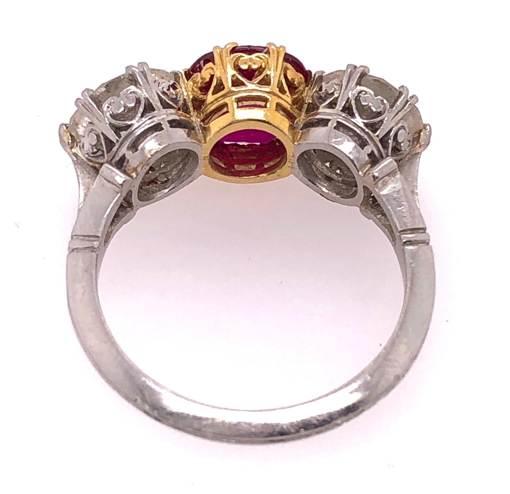 Bague de soirée en rubis rouge et diamant de Birmanie, bague de fiançailles en vente 3