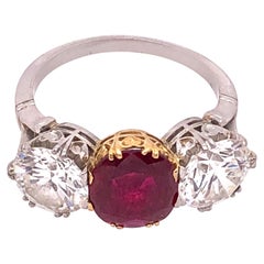 Bague de soirée en rubis rouge et diamant de Birmanie, bague de fiançailles