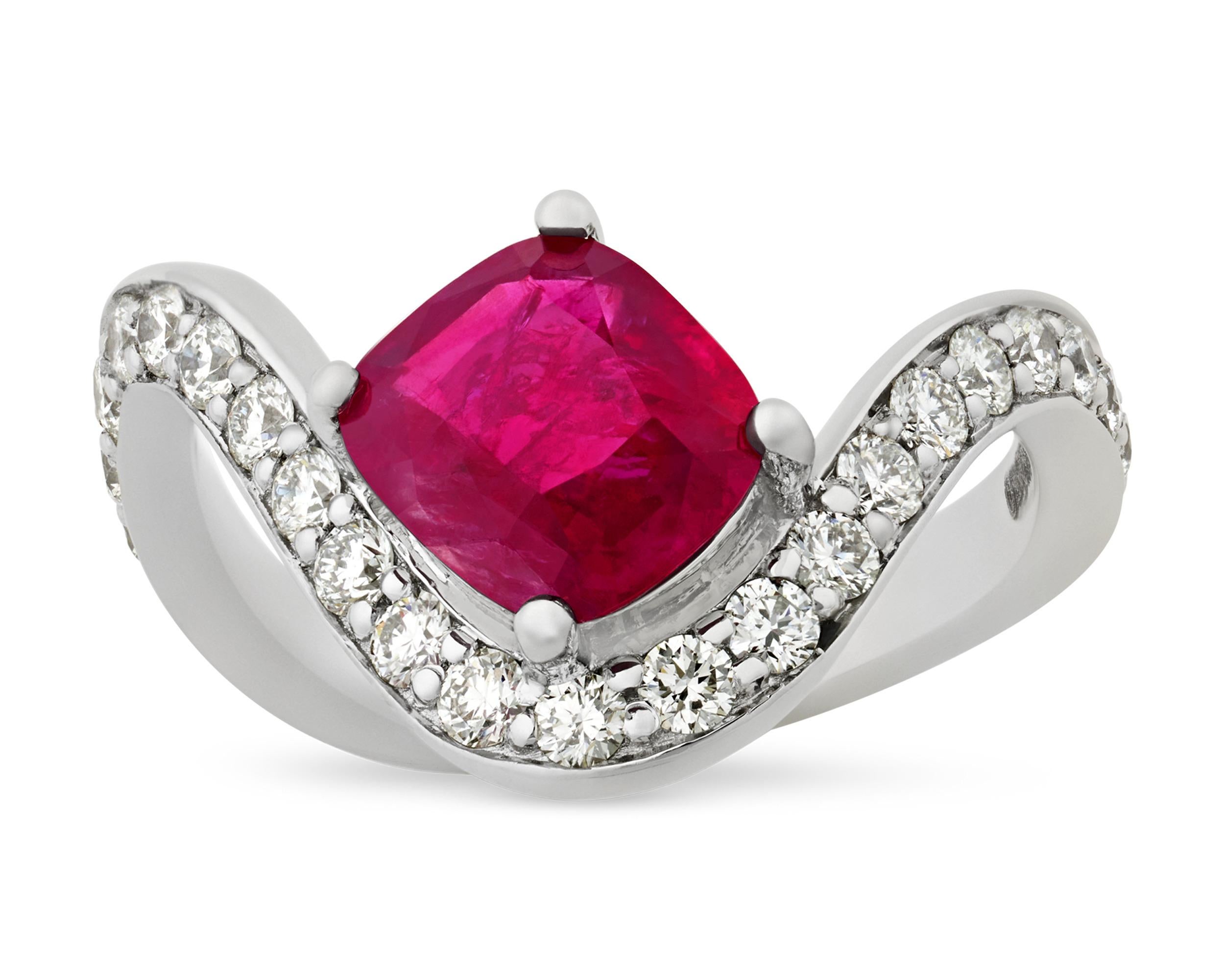 Modern Burma Ruby Ring, 2.39 Carats For Sale