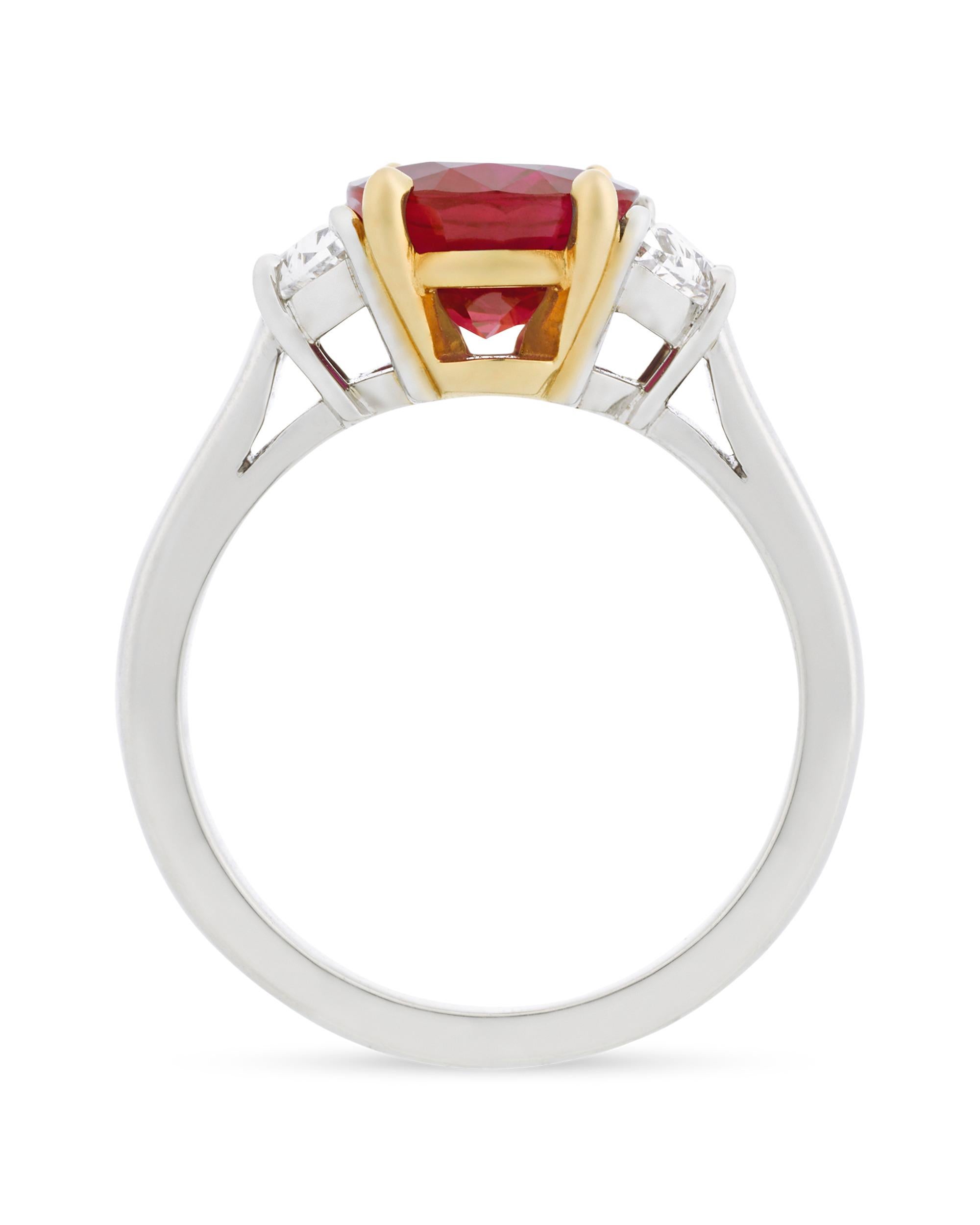 Modern Burma Ruby Ring, 3.02 Carats For Sale