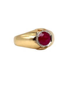Vintage 14K Yellow Gold 1.63ct Burma Ruby Signet Ring
