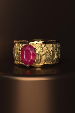 Burma Ruby Ring in 18k Solid Gold, Designed and Crafted in Italy